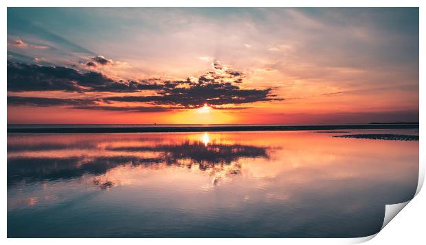 Sunset from Crosby Beach in Liverpool  Print by Andrew George