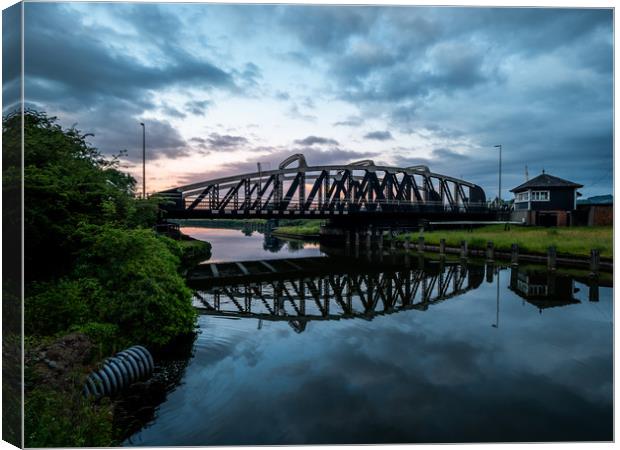 The Sutton Weaver Swing Bridge  Canvas Print by Andrew George