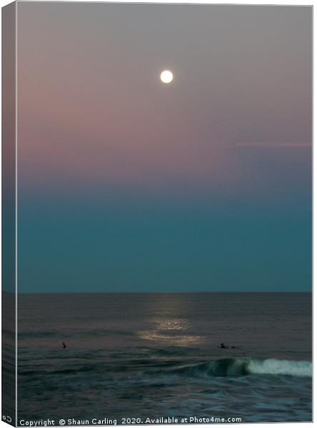 Surfing By Moonlight Canvas Print by Shaun Carling