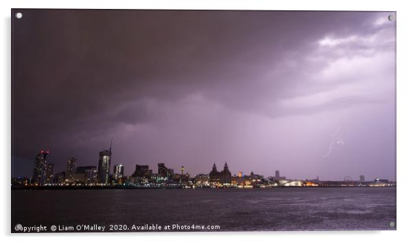 Lightning Crashes over the Liverpool Waterfront Acrylic by Liam Neon