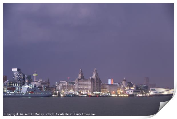 Liverpool Waterfront Lightning Illuminations Print by Liam Neon