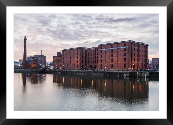 Dawn sky above the Merseyside Maritime Museum Framed Mounted Print by Jason Wells