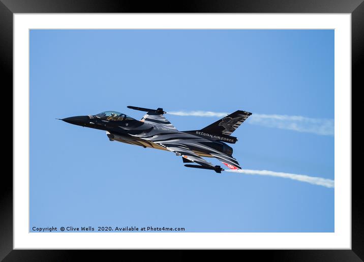 F-16AM from the Belgian Air Force at RAF Fairford Framed Mounted Print by Clive Wells