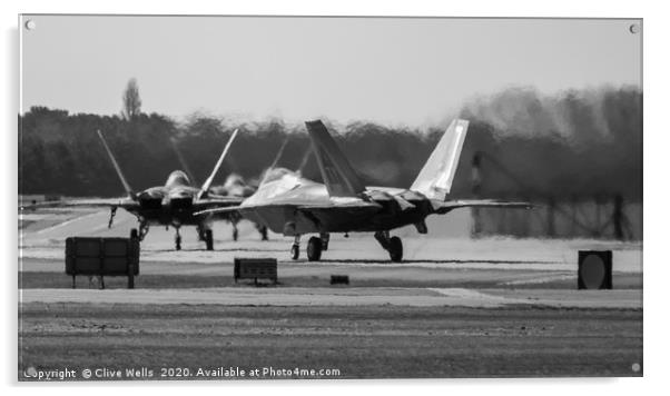 Lockheed Martin F-22A Raptors seen at Lakenheath Acrylic by Clive Wells