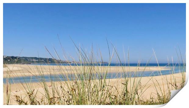 Captivating View of St Ives Bay from Hayle beach Print by Beryl Curran