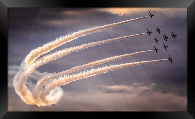 Red Arrows Spitfire Turn Framed Print by Gareth Burge Photography