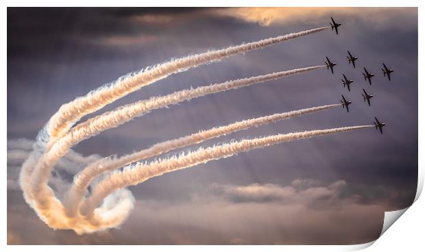 Red Arrows Spitfire Turn Print by Gareth Burge Photography