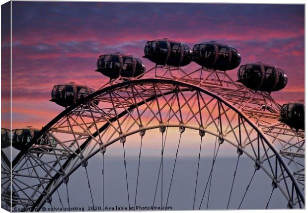  The London eye at sunset                          Canvas Print by sylvia scotting