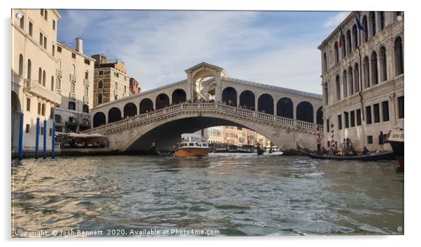 Venice Bridge view from a gondala. Acrylic by Josh Bennett