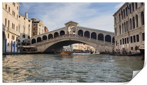 Venice Bridge view from a gondala. Print by Josh Bennett