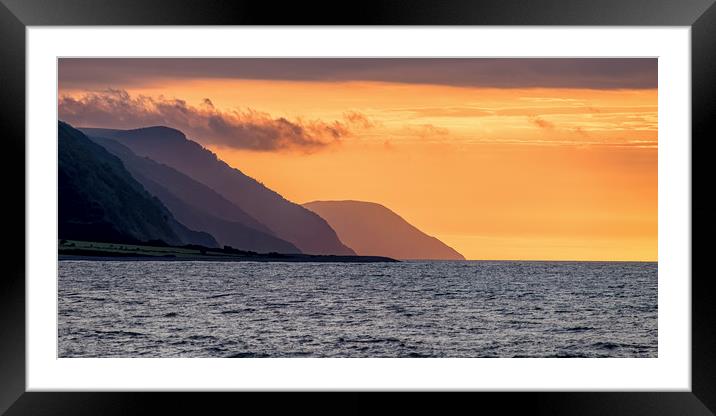 Sunset behind Foreland Point, Exmoor, UK Framed Mounted Print by Shaun Davey