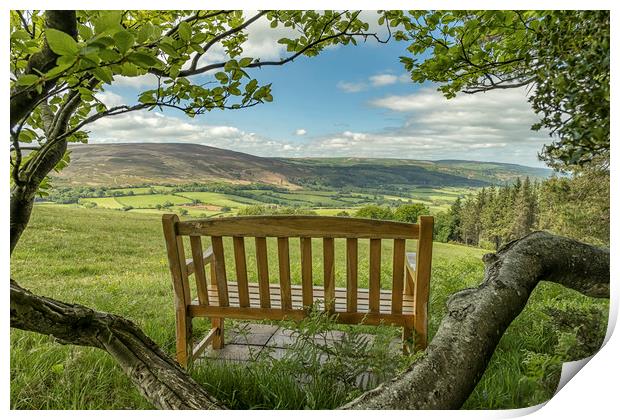 Panoramic view from Tom's Bench, Exmoor Print by Shaun Davey