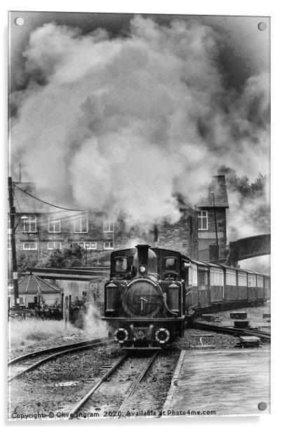 Nostalgic Steam Train in Welsh Rain Acrylic by Clive Ingram