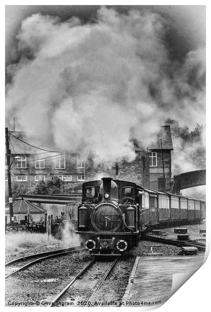 Nostalgic Steam Train in Welsh Rain Print by Clive Ingram