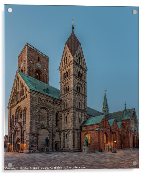 Ribe cathedral in the evening Acrylic by Stig Alenäs