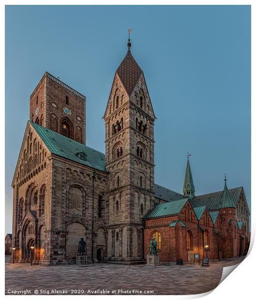 Ribe cathedral in the evening Print by Stig Alenäs
