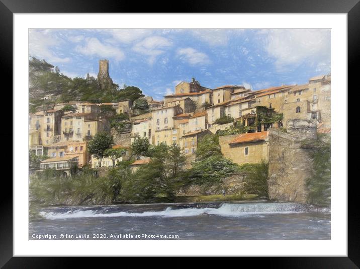 Roquebrun Above The Orb Digital Art Framed Mounted Print by Ian Lewis