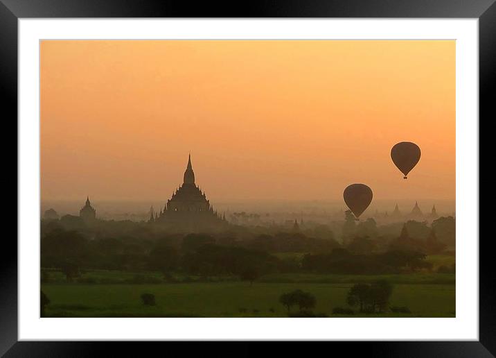 Two Balloons over Bagan Framed Mounted Print by Serena Bowles
