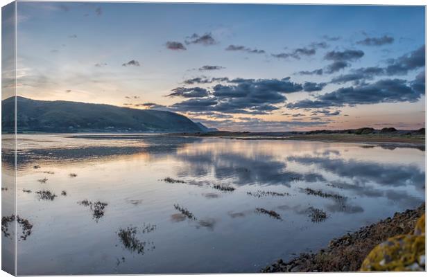 Reflections of Clouds - Sunset on Porlock Marsh Canvas Print by Shaun Davey