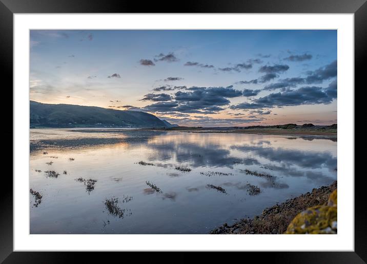Reflections of Clouds - Sunset on Porlock Marsh Framed Mounted Print by Shaun Davey
