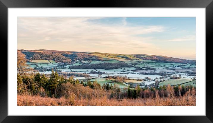 Frosty dawn view across the Vale of Porlock Framed Mounted Print by Shaun Davey