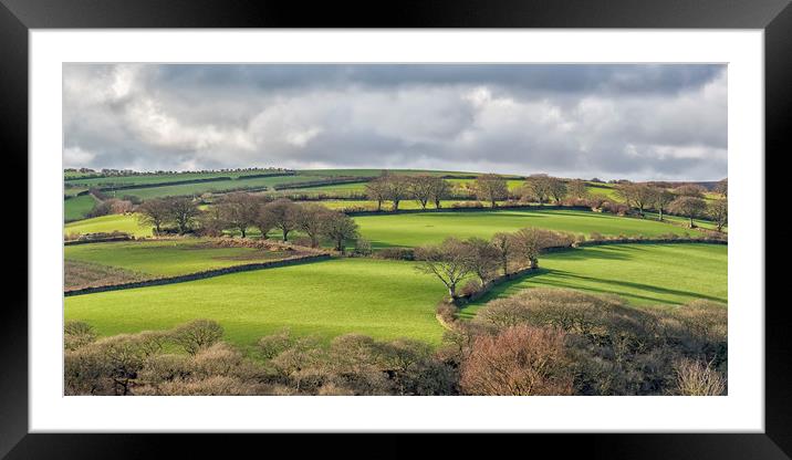 View over Wilmersham Farm and Pool Farm, Exmoor Framed Mounted Print by Shaun Davey