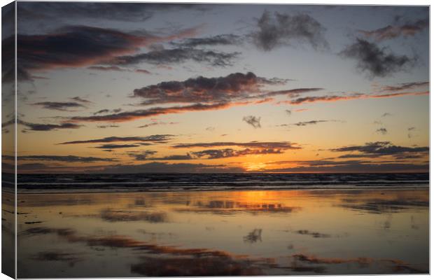 Sunset beach reflections Canvas Print by Tony Twyman