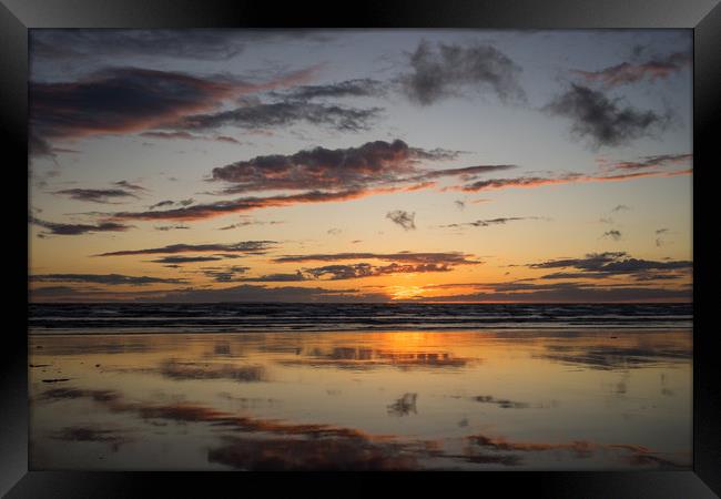 Sunset beach reflections Framed Print by Tony Twyman