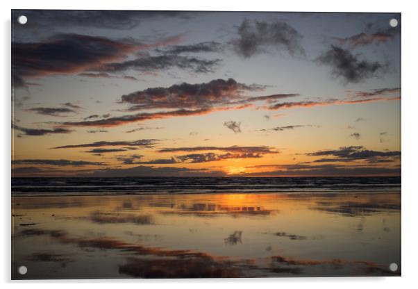 Sunset beach reflections Acrylic by Tony Twyman