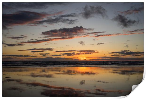 Sunset beach reflections Print by Tony Twyman