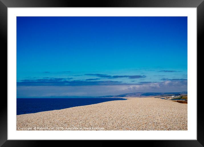 Chesil beach, on the South West coast of England,  Framed Mounted Print by Mehul Patel