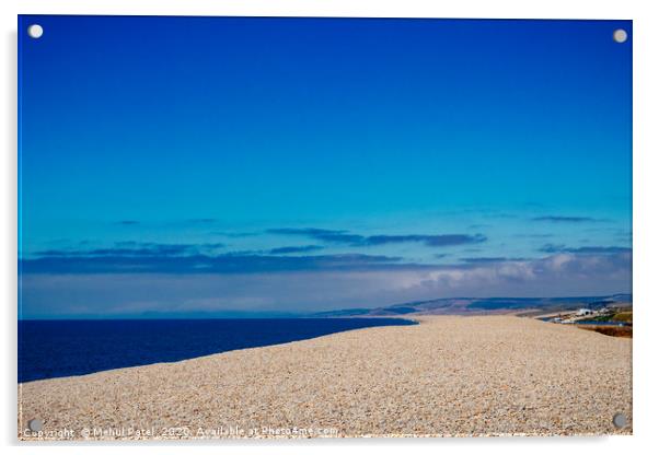 Chesil beach, on the South West coast of England,  Acrylic by Mehul Patel