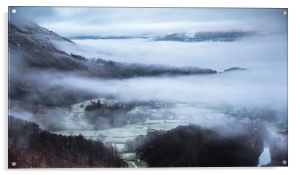 Mist over Grange in Borrowdale Acrylic by John Malley