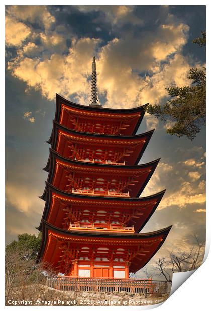 red tallest pagoda Print by Yagya Parajuli