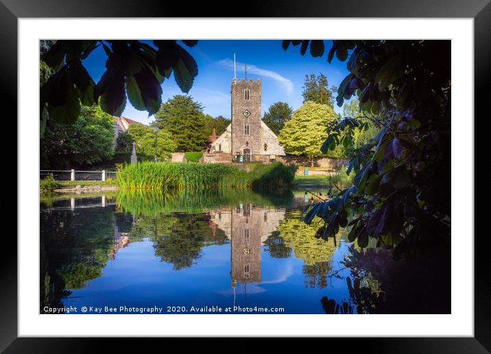 St Mary's Church in Buriton Reflection  Framed Mounted Print by KB Photo