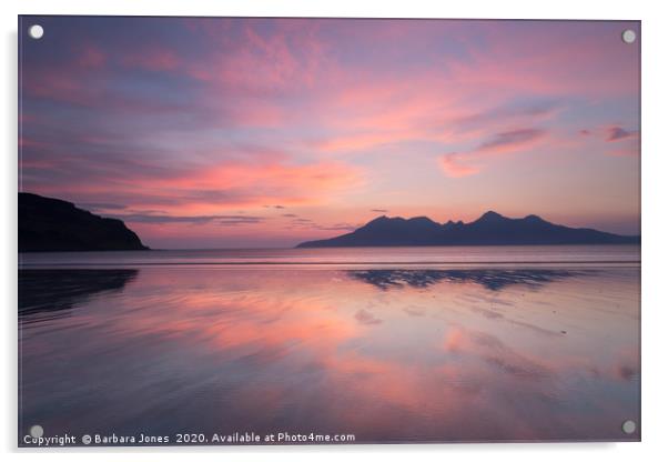 Laig Beach Sunset Isle of Eigg  Scotland Acrylic by Barbara Jones