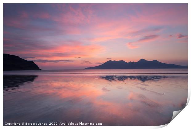 Laig Beach Sunset Isle of Eigg  Scotland Print by Barbara Jones