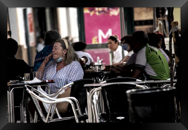 These are ordinary people in their daily activity  Framed Print by Jose Manuel Espigares Garc