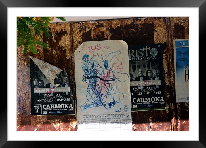 this s urban photography. Very decayed posters wit Framed Mounted Print by Jose Manuel Espigares Garc