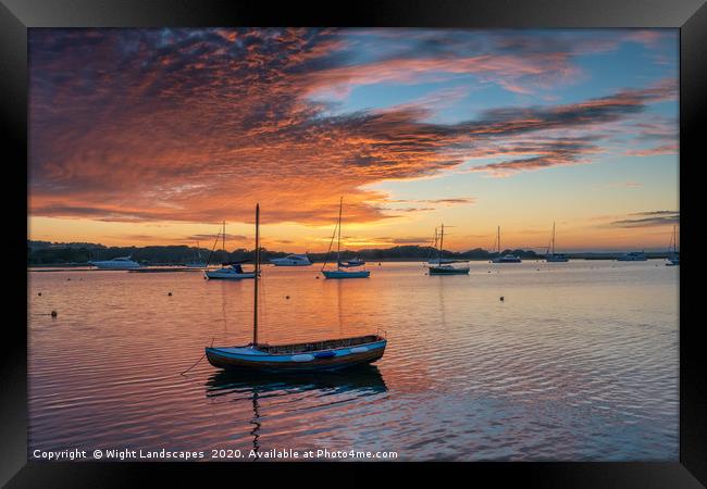 Newtown Boats Sunset Framed Print by Wight Landscapes