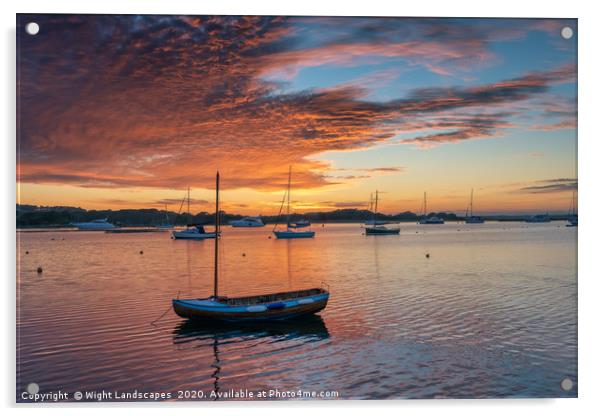 Newtown Boats Sunset Acrylic by Wight Landscapes