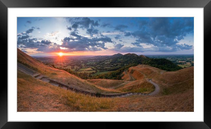 Malven Hills Sunset Framed Mounted Print by Bart Machaj
