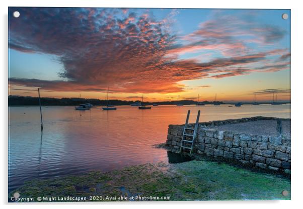 Newtown Quay Sunset Isle Of Wight Acrylic by Wight Landscapes