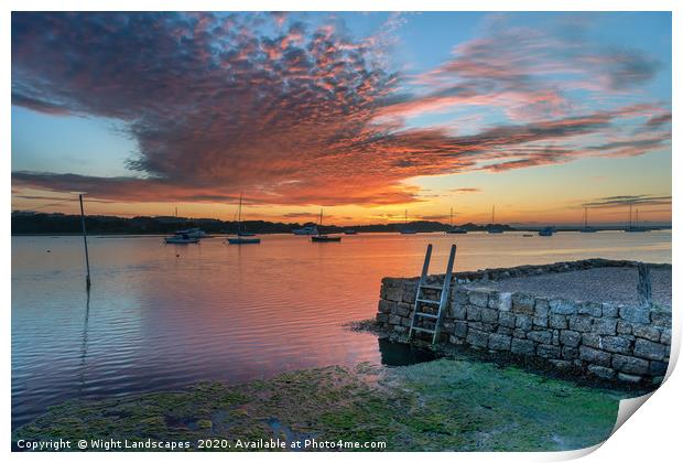 Newtown Quay Sunset Isle Of Wight Print by Wight Landscapes