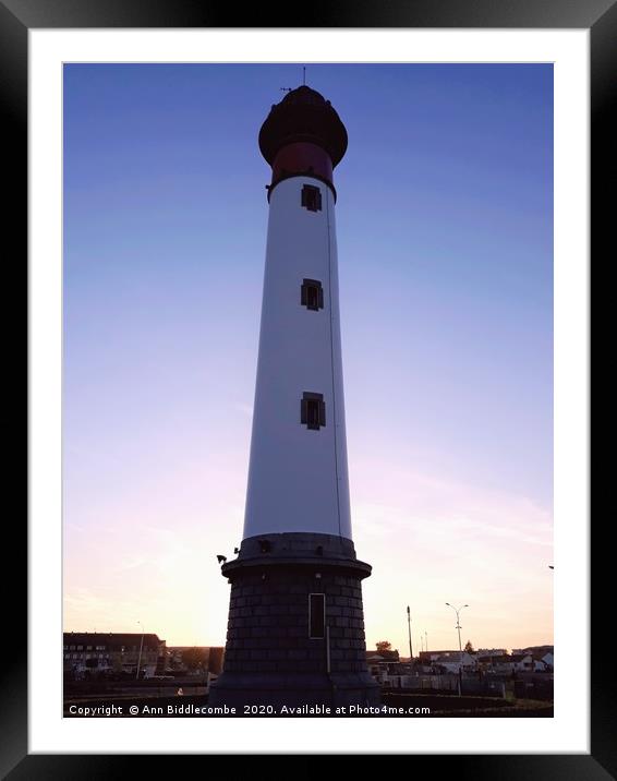 Ouistreham Lighthouse Framed Mounted Print by Ann Biddlecombe