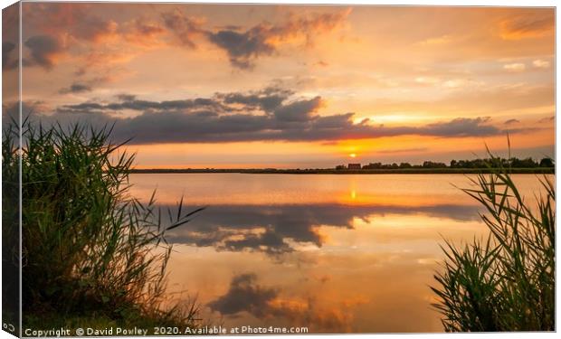 Sunset over Horsey Mere Canvas Print by David Powley