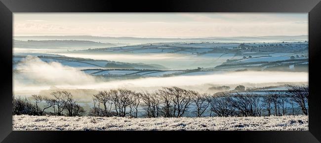 Snowy, misty view from Dunkery Framed Print by Shaun Davey