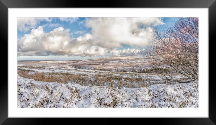 Snowy January view towards Dunkery Beacon Framed Mounted Print by Shaun Davey
