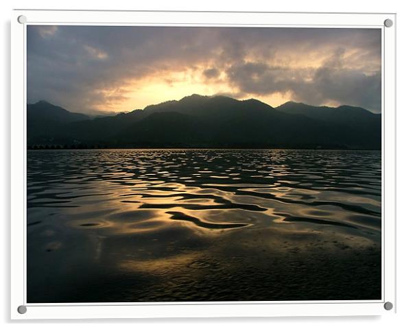 Dawn Breaks over Inle Lake, Nyaungshwe, Myanmar (B Acrylic by Serena Bowles
