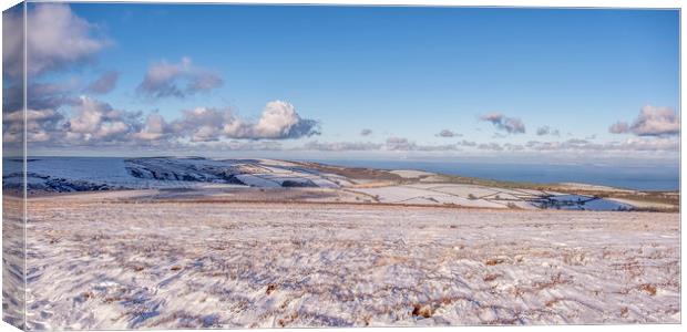 Snowy view Northwest from Dunkery Canvas Print by Shaun Davey